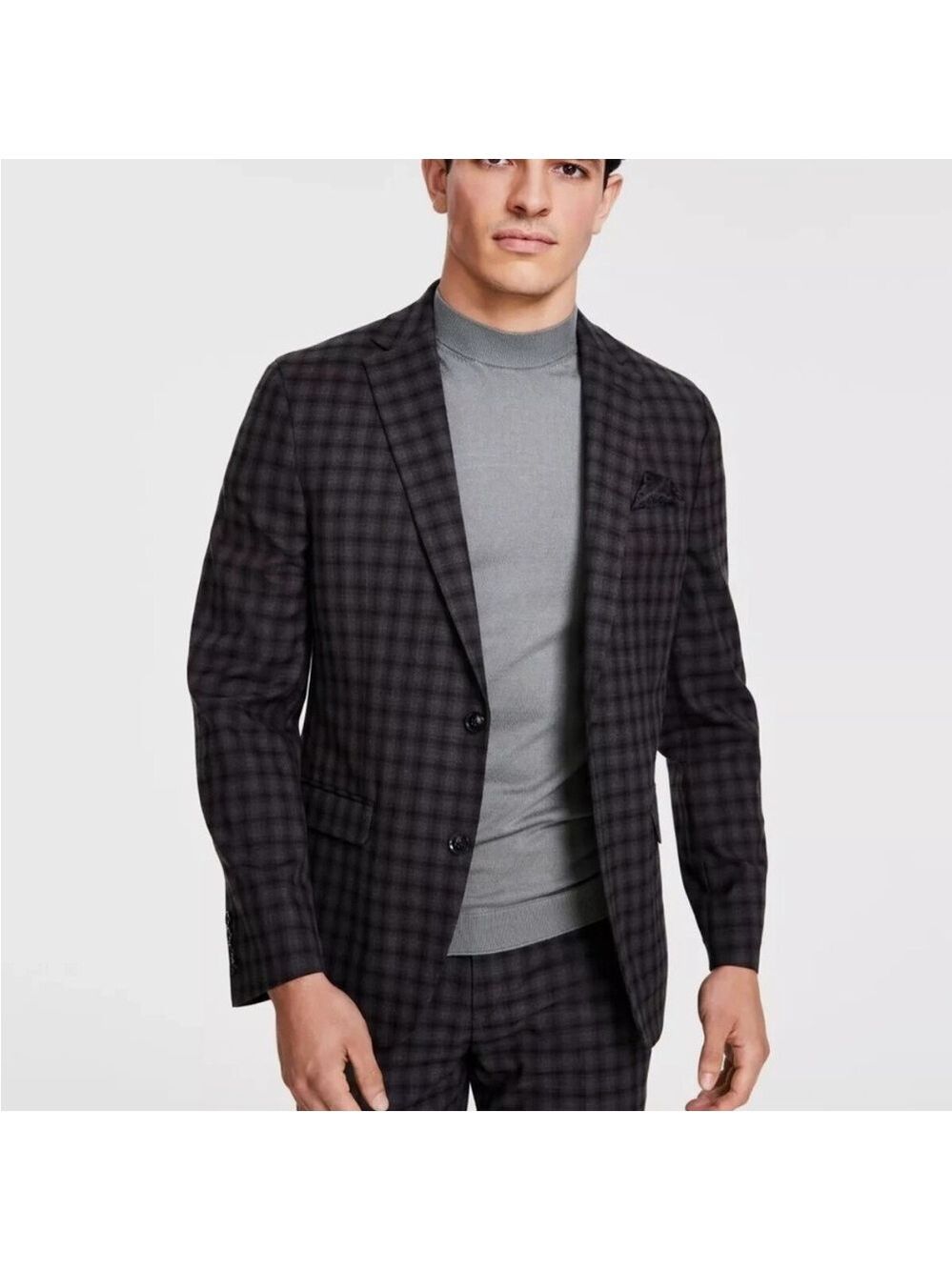 Bar III Skinny Fit Check Separate Suit Jacket Blazer Sports Coat - NWT